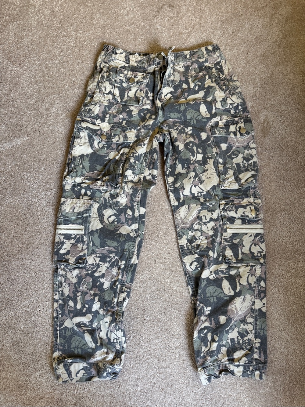 Zara Camouflage mossy oak style Cargo Utility Pants - Green/Tan